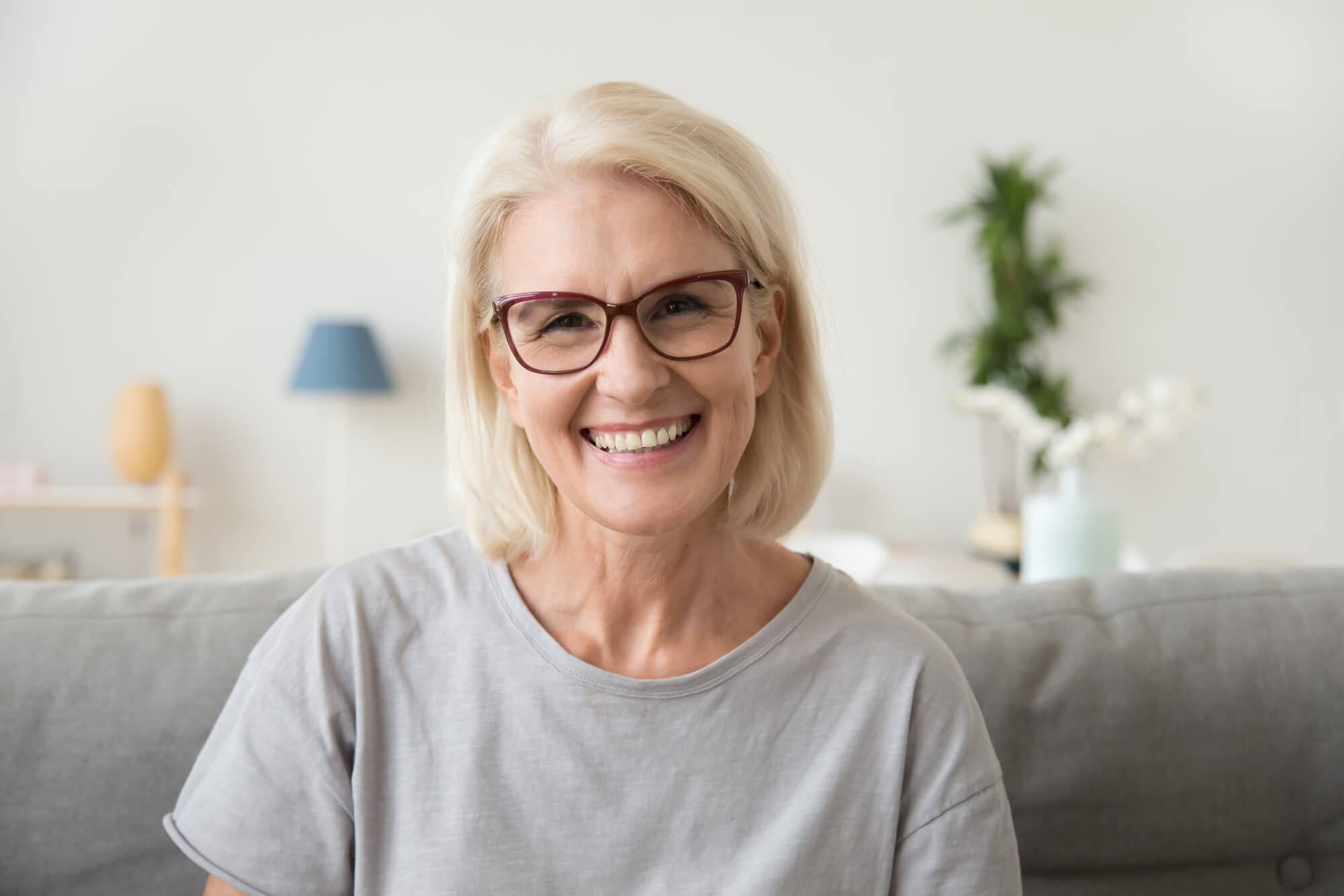 a smiling senior with Dental Implants in Decatur